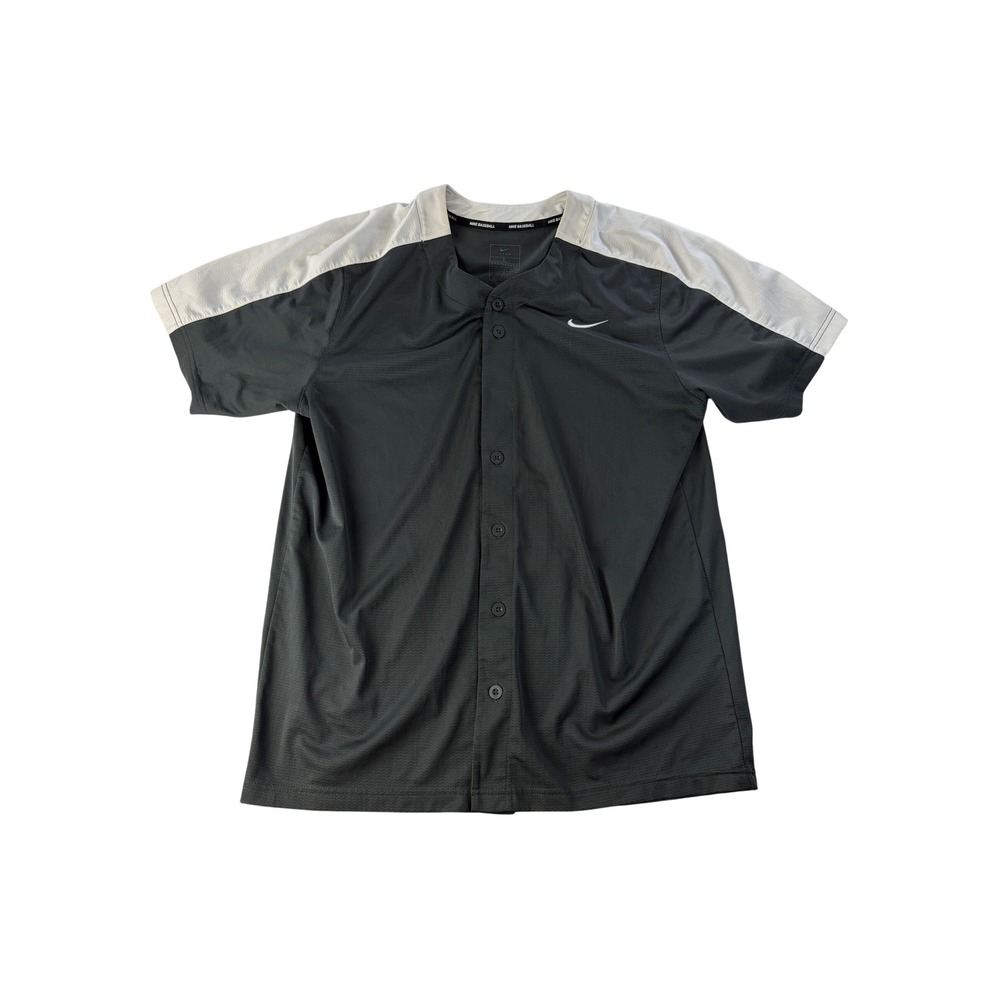 Nike Baseball Jersey Mens L Engineered Full Button Gray White Team BQ5508